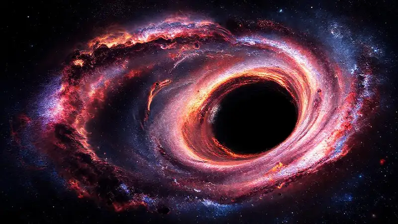 Centro galáctico con agujeros negros y estrellas