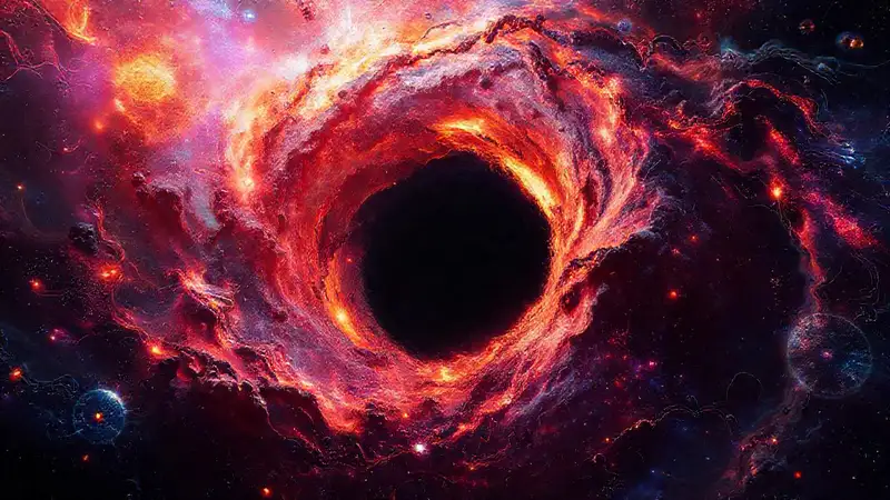Agujero negro futurista con universos brillantes