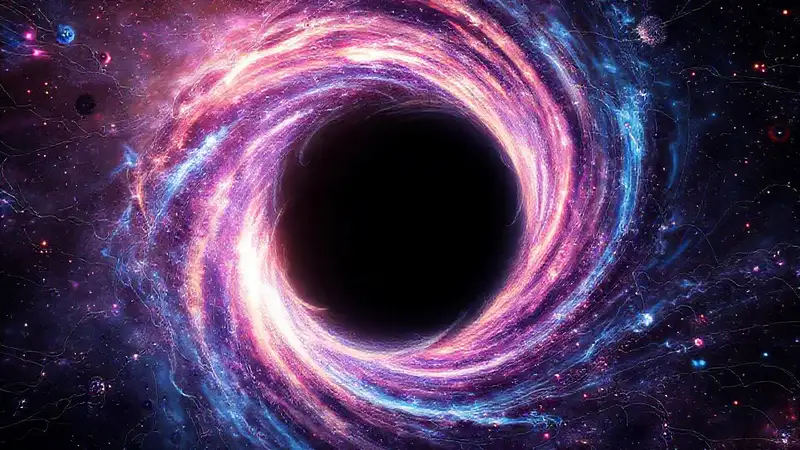 Agujero negro futurista en espacio cósmico