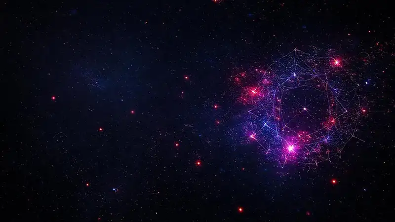 Fondo cósmico futurista con partículas lumínicas