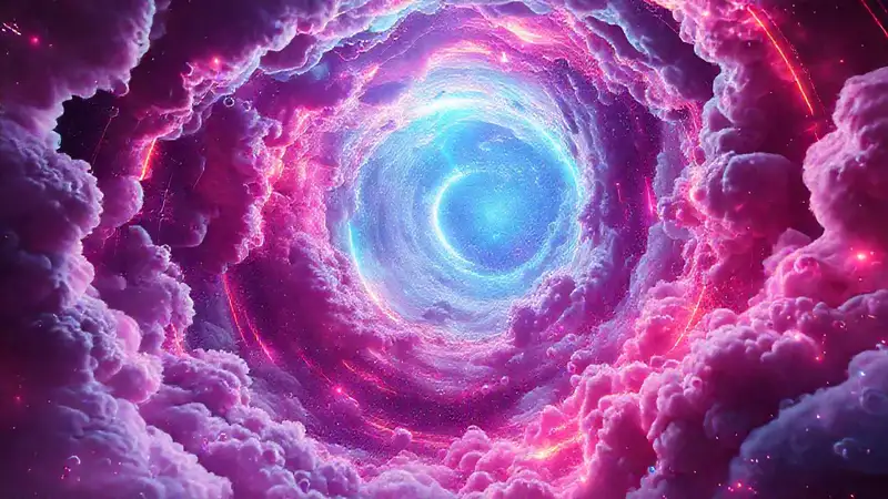 Agujero de gusano futurista en espacio cósmico