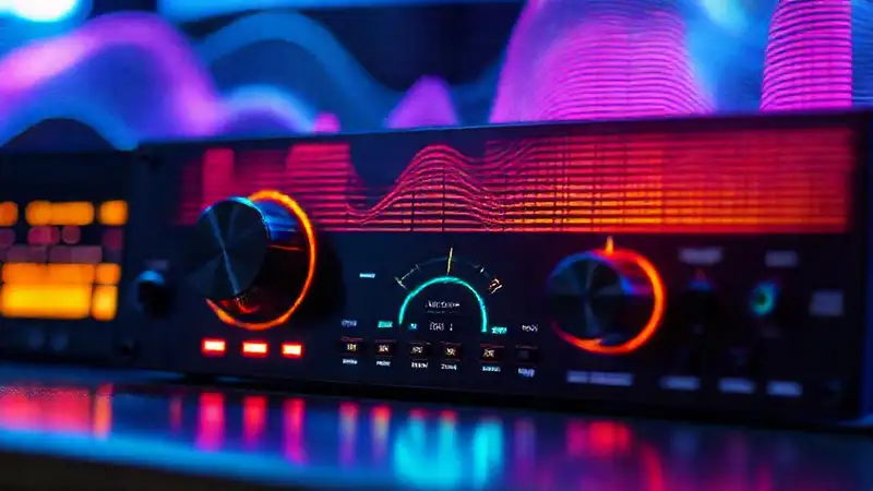 Dispositivo moderno con ondas de sonido vibrantes