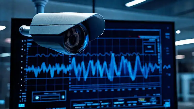 Cámara de vigilancia digital en entorno moderno