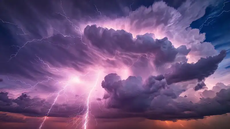 Cielo tormentoso con relámpagos y energía dinámica