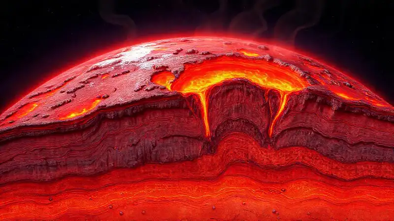 Manto terrestre en movimiento con colores vívidos