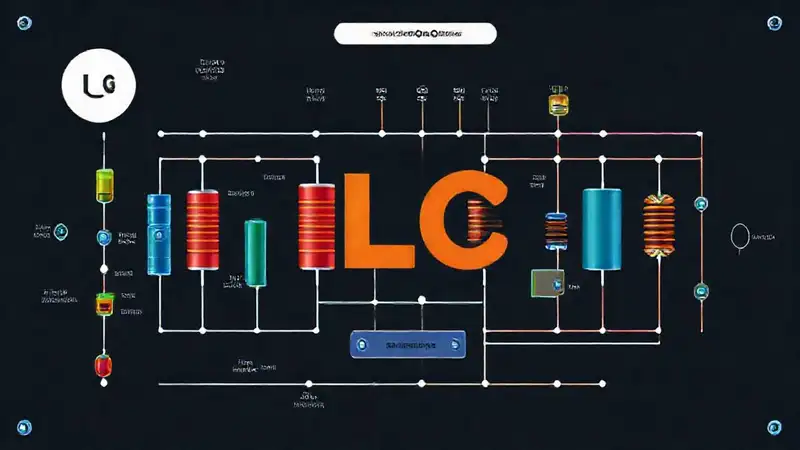 Ilustración de circuito LC colorido y educativo