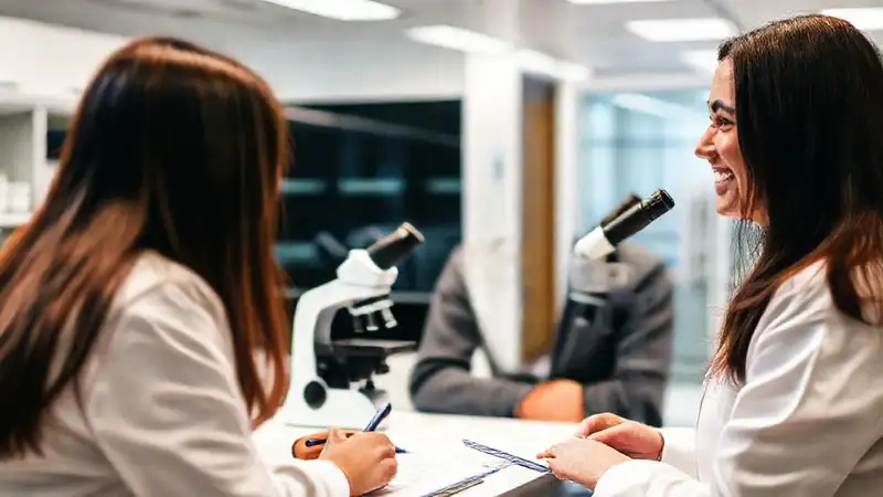 Investigadora confiada en laboratorio bien equipado