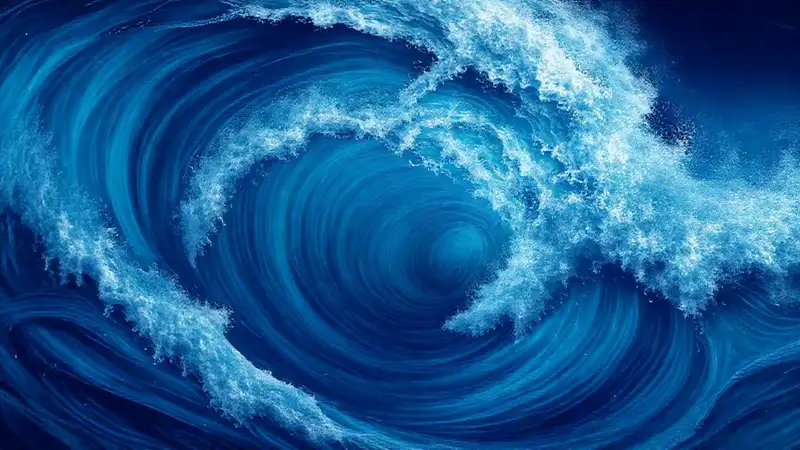 Ondas y vórtices en movimiento profundo del océano