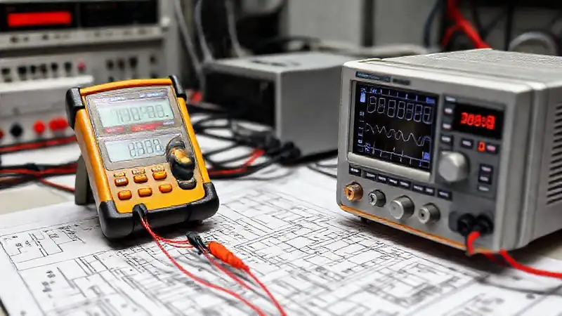 Instrumentos electrónicos en un espacio organizado