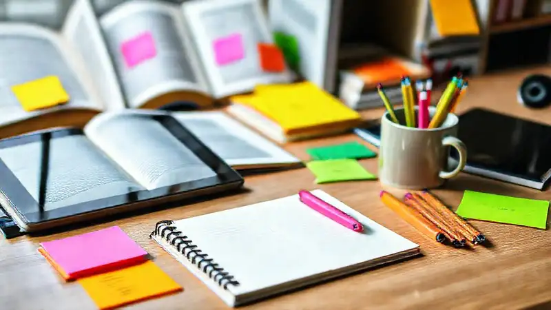 Mesa ordenada con útiles y tecnología moderna