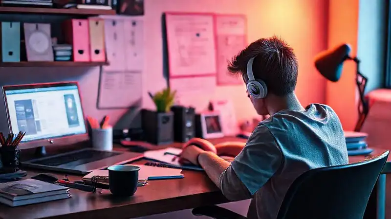 Espacio de estudio moderno y organizado