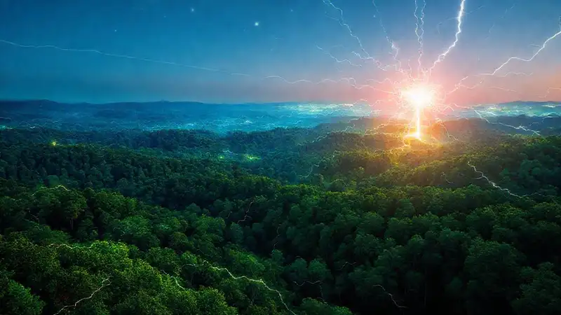 Campo eléctrico con energía y naturaleza vibrante