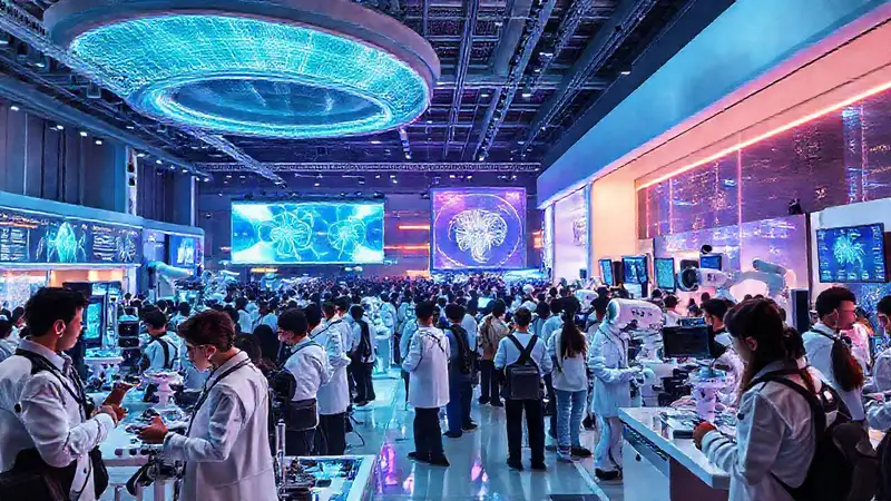 Exposición futurista de tecnología médica innovadora
