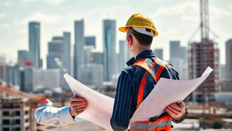Ingeniero civil supervisa obra con ética y seguridad