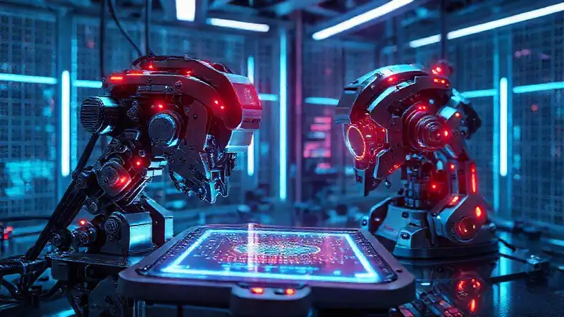 Componentes futuristas en laboratorio de alta tecnología
