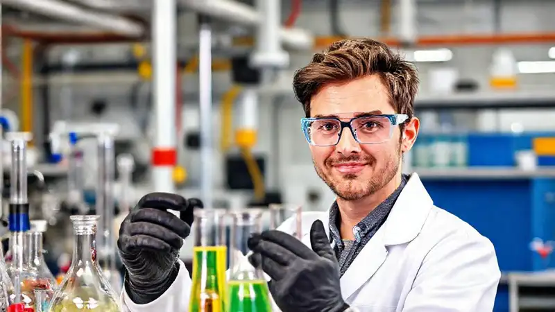 Ingeniero químico en laboratorio con equipo moderno