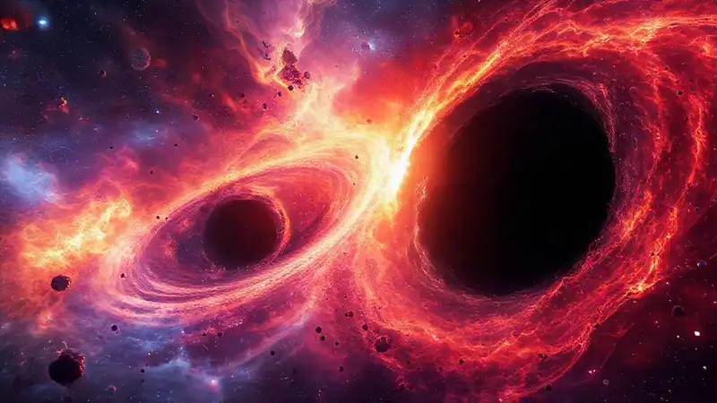 Arte futurista con agujeros negros y galaxias