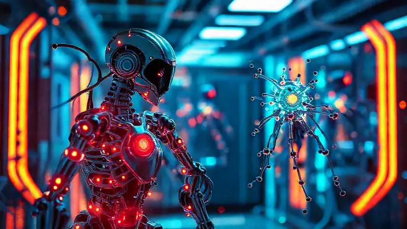 Nanorobots médicos futuristas en laboratorio avanzado