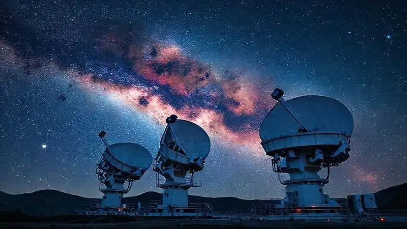 Telescopios avanzados observando el cosmos futurista
