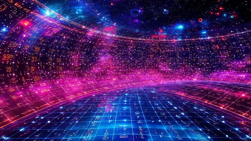 Galaxia holográfica futurista y matemática avanzada