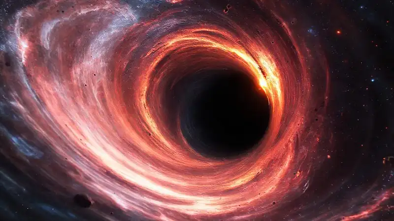 Escena de agujero negro futurista y surreal
