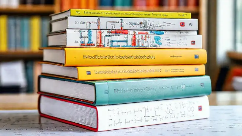 Libros de ingeniería química con ilustraciones detalladas