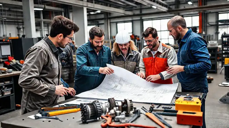 Equipo de ingeniería colaborando en un proyecto