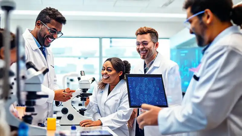 Científicos colaborando en laboratorio innovador