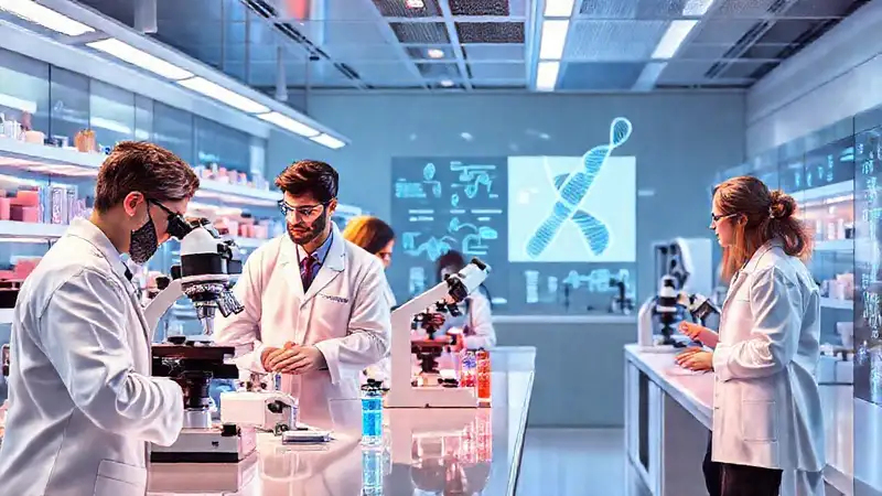Laboratorio biomédico moderno y colaborativo futurista