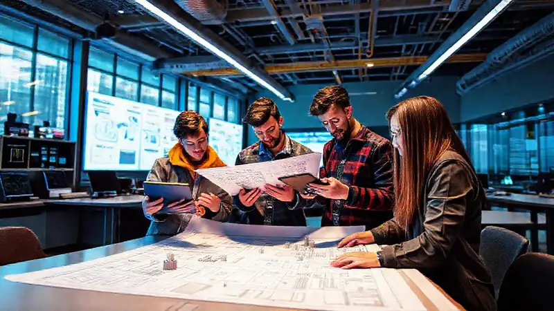 Estudiantes de ingeniería civil en aula moderna