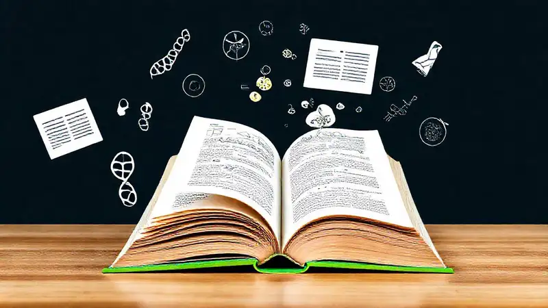 Libro con diagramas y temas de biología