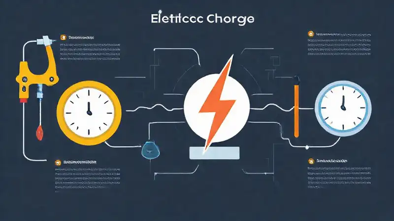 Infografía moderna sobre carga eléctrica y campo