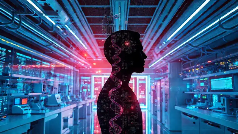 Laboratorio futurista con tecnología y secuencias personalizadas