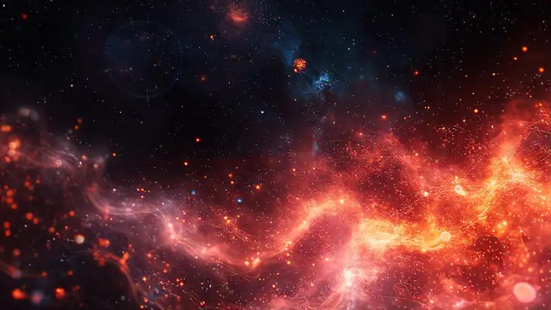 Fondo cósmico con partículas de oscuridad brillante