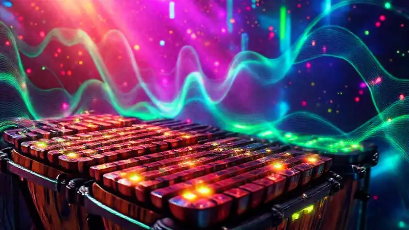 Marimbas africanas con innovación digital futurista