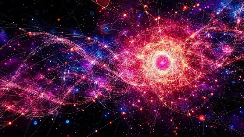 Diagramas abstractos y coloridos de teoría de cuerdas
