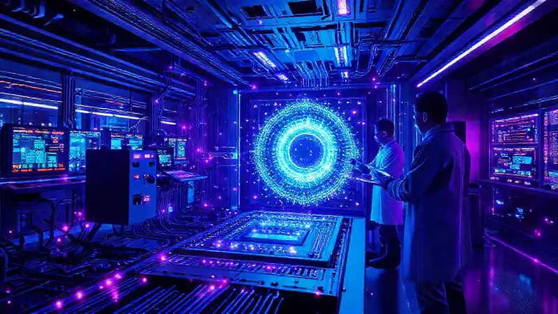 Científicos en laboratorio con computadoras cuánticas