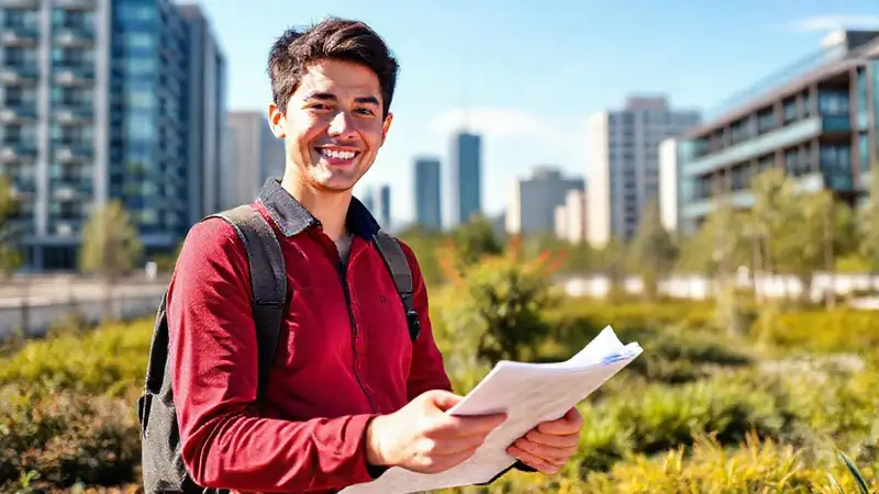 Ingeniera ambiental joven en espacio verde urbano