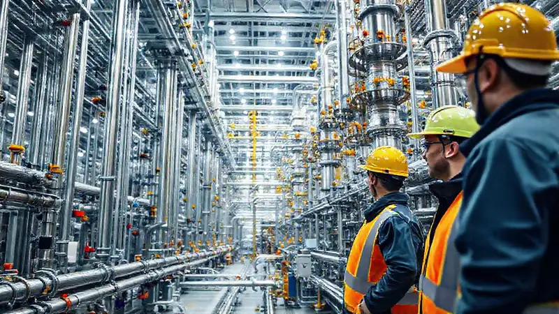 Ingenieros en refinería moderna y segura