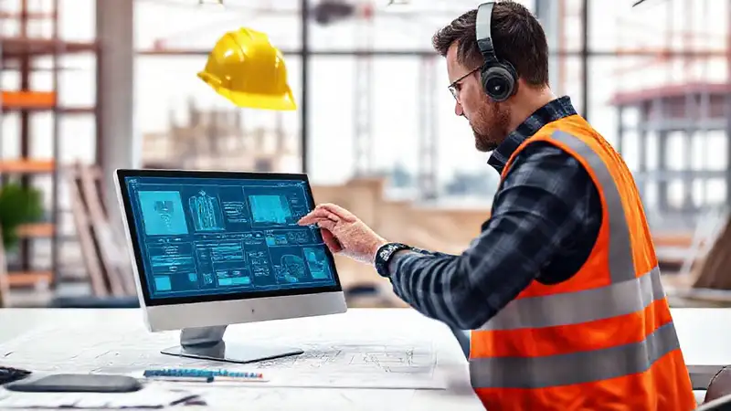 Ingeniero civil desarrollando interfaz digital moderna