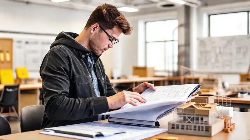 Estudiante de ingeniería en un ambiente organizado