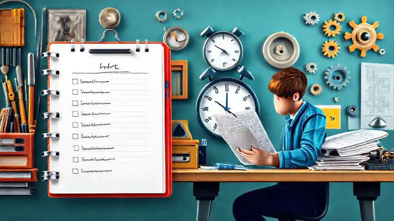 Organizador con tareas priorizadas y herramientas tecnológicas