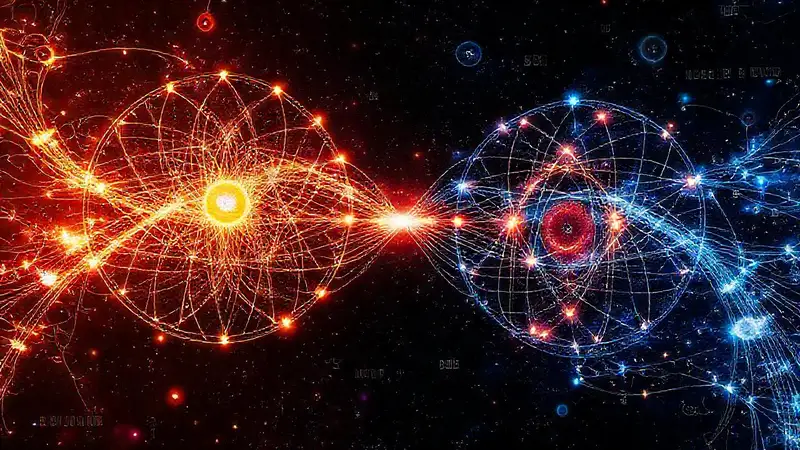 Arte digital futurista de física cuántica vibrante