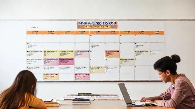 Calendario académico colorido y organizado para estudiantes