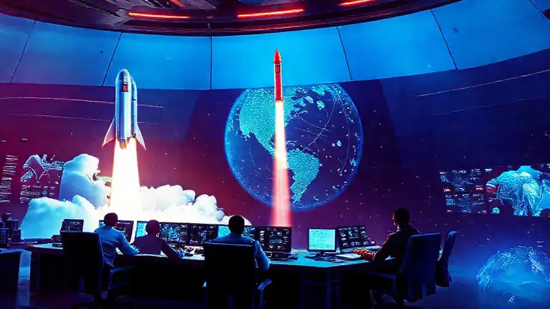 Lanazamiento espacial futurista con tecnología avanzada