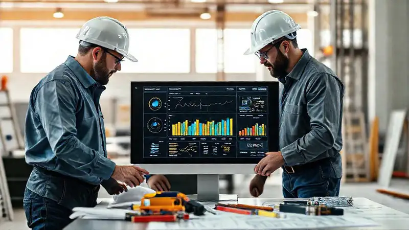 Ingenieros trabajando en gestión digital de proyectos