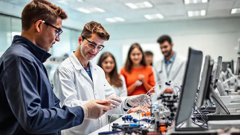 Estudiante de ingeniería en innovación médica colaborando