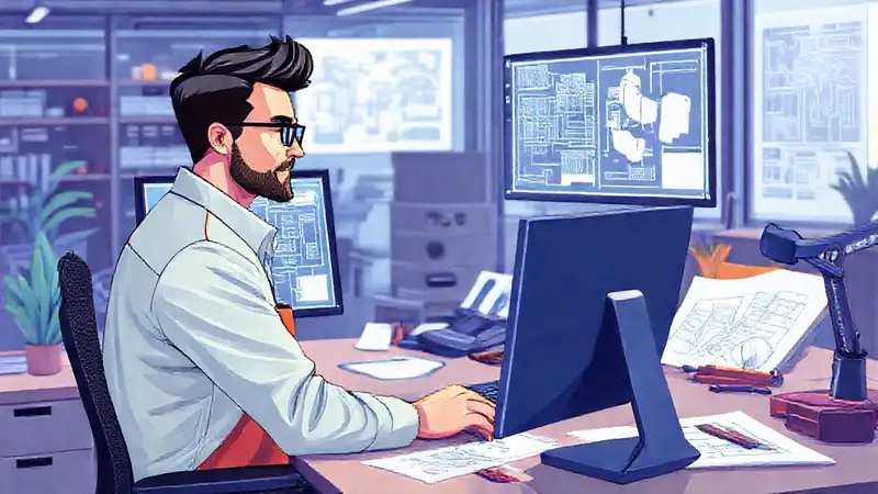 Ingeniero trabajando en su moderna estación
