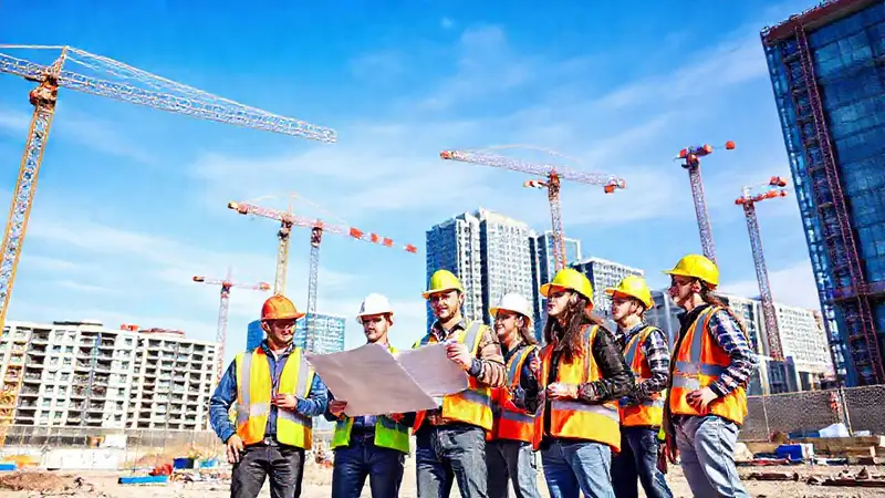 Jóvenes profesionales construyen con seguridad y trabajo