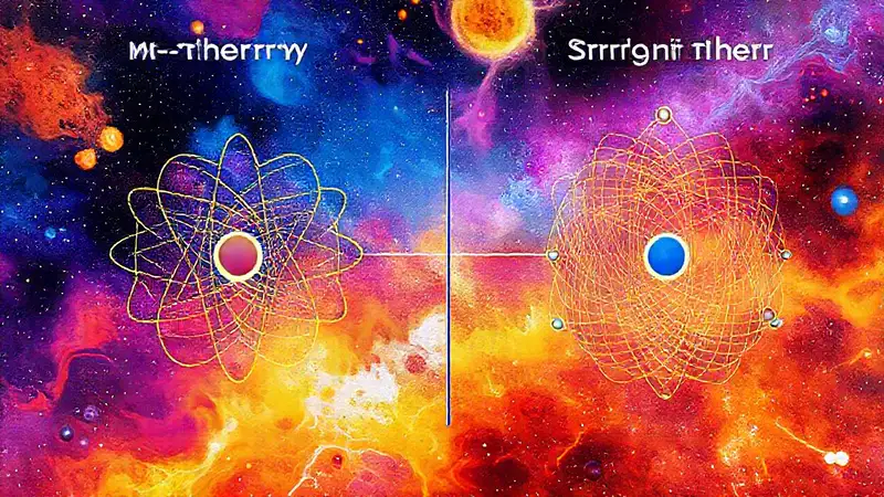 Ilustración de teorías M y cuerdas
